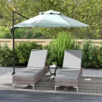 Outsunny Outdoor PE Rattan Sun Lounger Set of 2, Multi-position Backrest Adjustable Single Recliner Sunbed Daybed with Removeable & Washable Cushion, for Patio, Garden, Light Grey(m-10)