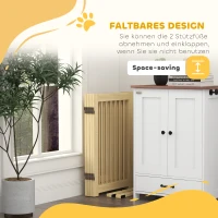 PawHut Vrijstaand hondenhek, 4 panelen, flexibel, dennenhout, 204L x 36B x 75H cm, naturel hout(m-4)