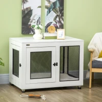 PawHut Casetta per Cani Taglia Grande con 2 Porte Bloccabili e Cuscino Lavabile, 94x60x71.5 cm, Bianco(m-2)