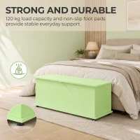 HOMCOM 114L Large Storage Chest, Green Bench Trunk with Safety Hinge for Bedroom, Living Room & Entryway(m-5)