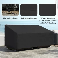 Outsunny 600D Oxford Cloth Garden Furniture Cover Waterproof, 3 Seater Sofa Protector for Patio, Outdoor, Black, 218 x 111 x 63-101 cm(m-4)