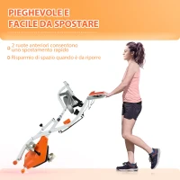 HOMCOM Cyclette Pieghevole con Resistenza Magnetica 8 Livelli, Sensore di Frequenza Cardiaca, Volano 2.5kg, Arancione(m-7)