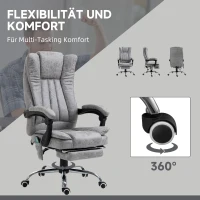 HOMCOM Ergonomische bureaustoel comfortabele grote massage met verwarmingsfunctie ligfunctie voetensteun thuis grijs(m-5)