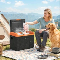 Outsunny Glacière électrique 40L portable, réfrigérateur congélateur avec poignées - dim. 58,7L x 36,5l x 43,8H cm orange et noir(m-2)