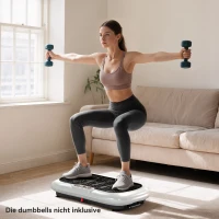 HOMCOM Vibrationsplatte mit 99 Stufen, 2 Fitnessbändern 73 x 40 x 13cm Weiß+Schwarz(m-8)