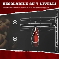 SPORTNOW Punching Ball a Muro con Speed Bag Girevole a 360° e Regolabile su 7 Altezze, Nero e Rosso(m-4)