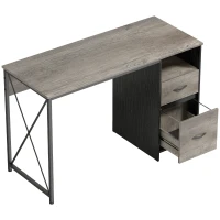 HOMCOM Mesa Gaming 120x50 cm Secretária Gaming Industrial com Compartimento e 2 Gavetas para Escritório Estúdio Cinzento Claro(m-1)