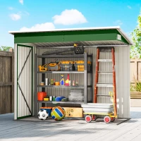 Outsunny Abrigo de Jardim Exterior 2,7 m² 234x132x185 cm com Três Portas Fechadura e Grelhas de Ventilação Verde(m-8)