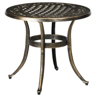 Outsunny Beistelltisch Garten wetterfester Gartentisch mit Gussaluminiumrahmen, rund 60kg belastbar Ø60x52,5H cm(m-11)