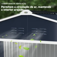 Outsunny Abrigo de Jardim 4,9 m² 277x195x192 cm com 2 Portas Deslizantes Base Reforçada (Chão NÃO Incluído) Cinzento Escuro(m-9)