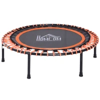 HOMCOM Trampoline voor kinderen en volwassenen, tuintrampoline, yoga, 100 kg draagvermogen, staal, zwart, Ø 101,6 x 25 H cm(m-1)