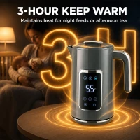 HOMCOM Electric Kettle, 1.7L Fast Boil 3000W Water Kettle with LED Display, Adjustable Temperature, Keep Warm Function, Grey(m-7)