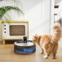 PawHut Katzenbrunnen 7L Trinkbrunnen für Katzen mit leiser Pumpe LED Aktivkohlefilter Edelstahl 30,6 x 30,6 x 17,2 cm(m-10)