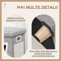 PawHut Căsuță pentru Pisici cu Covoraș pentru Zgâriat, Pernă și Minge, din Lemn și Poliester, 35.5x35.5x42.5 cm, Crem și Gri(m-8)