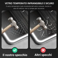 HOMCOM Specchio Bagno LED con Bluetooth, Illuminazione Regolabile e Funzione Memory, in Vetro Temperato, 70x50x3.5 cm(m-8)