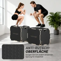 SPORTNOW 3-in-1 Plyo-Box, Sprungbox mit Griff-Öffnungen, für Home-Fitness und Outdoor-Workouts, 3 Sprunghöhen, Holz, Schwarz(m-6)