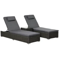 Outsunny poly rotan ligstoel met bijzettafel verstelbaar 60 x 195 x 86 cm(m-11)