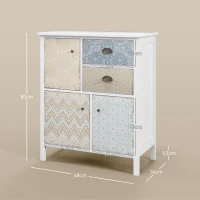 HOMCOM Sideboard, Shabby Chic Commode, 2 Laden, 3 Kasten, Grenenhout, 68x34x80cm, Wit(m-3)