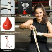 HOMCOM Piattaforma con Pera da Boxe per Allenamento, Stazione da Boxe in Acciaio, Supporto per Punching Ball Rossa, 115x156x224cm(m-5)