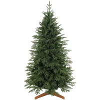 HOMCOM 180 cm Artificial Christmas Tree Full Hinged Xmas Tree Solid Pine Wood Stand, Green(m-15)