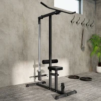 HOMCOM Stazione Fitness Pull Down da Casa con Panca e Cavo Regolabile, in Acciaio 107x120x190cm Nero(m-9)