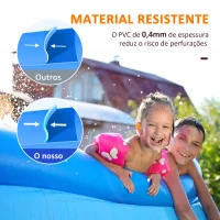 Outsunny Piscina Inflável Retangular 1300 Litros 262x176x56cm para 1-2 Pessoas Piscina Insuflável para Adultos e Crianças para Jardim Pátio Exterior Azul(m-4)