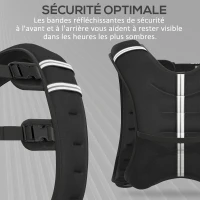 HOMCOM Gilet lesté de 8 kg, veste lestée, pour homme et femme, avec poche de rangement, tissu Oxford, sable métallique, noir(m-7)