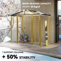 Outsunny 7 x 4ft Garden Shed, Easy to Assemble, Upgraded Galvanised Steel Frame with Foundation Kit, Double Doors with Lock, Outdoor Metal Shed with Vents and Gloves, Garden Storage Shed, Natural(m-5)