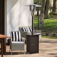 Outsunny Heizstrahler 13kW Terrassenstrahler Rattan Heizpilz Gartenheizung Standheizstrahler Ablage Ø81 x H217,9 cm(m-2)