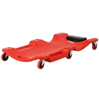 DURHAND Montage-Rollbrett met Hoofdsteun, Gereedschapsbakje, Oliebestendig, tot 120 kg, 100x48x12 cm, Rood(m-10)