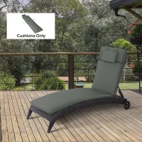 Outsunny Liegenauflage Liegenpolster Gartenliege mit Kopfkissen abnehmbar Bezug Grau 198 x 53 x 5 cm NUR Kissen(m-10)