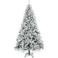 HOMCOM Árvore de Natal Nevada 180 cm com 650 Pontas em PVC Ignífugo, Ramos Articulados, Montagem Rápida, Verde e Branco(m-1)