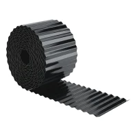 Outsunny Metal Garden Edging Border, 8 in x 21.3 ft Corrugated Heavy Duty Galvanised Steel Lawn Edging, Dark Grey(m-1)