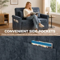 HOMCOM 2 Seater Sofa Bed 3-in-1 Convertible Chenille Pull Out Sleeper Sofa with 5-Position Adjustable Backrest, Dark Blue(m-8)