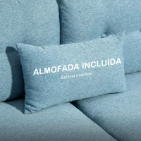 HOMCOM Sofá de 2 Lugares para Sala com Apoio de Braços Almofadas e Assento Acolchoado Capa de Almofada Lavável 140x78x83 cm Azul Claro(m-7)