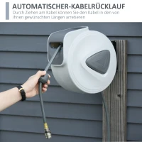 DURHAND Luftschlauchtrommel mit automatisches Aufrollen Schlauchaufroller Schlauchbox 20 m Schlauch Wandmontage für Garten 180° Schwenkbar 43 x 25 x 35 cm(m-4)