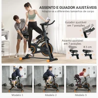 HOMCOM Bicicleta Estática com Resistência Ajustável Volante de Inércia de 8kg Ecrã LCD Assento e Guiador Ajustáveis 103x48x115cm Preto e Laranja(m-6)