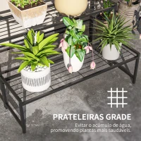 Outsunny Suporte para Plantas de Três Níveis com Design em Escada e Estrutura Metálica Resistente para Interior e Exterior(m-6)