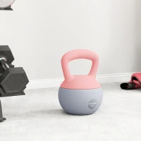 SPORTNOW Kettlebell de 12 kg Pesa Russa Preenchida de Areia Metálica e Alça Antiderrapante para Treino em Casa Ginásio Ø21x30 cm Rosa(m-7)