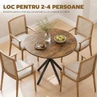 HOMCOM Masă rotundă de dining în stil industrial, cu picioare în cruce din oțel, Ø80x75 cm, maro rustic(m-4)