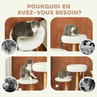 PawHut Arbre à chat arbre à grimper avec lit poteaux à griffer plateforme de saut balle et corde de jeu 58 x 40 x 85 cm blanc(m-6)