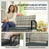 Outsunny Gartenbank mit Stauraum 2-Sitzer Sitzbank mit Kissen Haltegriffen 125L Poly Rattan 123 x 70 x 82 cm Dunkelgrau(m-5)