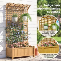 Outsunny Floreira com Treliça de Madeira Caixa de Plantio com Suporte para Plantas Trepadeiras 90x45x183cm Madeira(m-5)