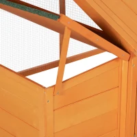 PawHut Hühnerstall Freilaufgehege 2,4 x 1,125 x 0,76 m Freigehege mit Schloss Tür aufklappbar Dach Tannenholz Orange(m-8)