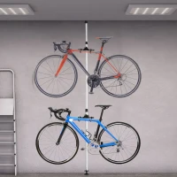 HOMCOM Fahrradhalter Fahrradständer für 2 Fahrräder Fahrradhalterung Aluminiumlegierung Silber Ø12 x 171-400 cm(m-2)