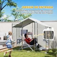 PawHut Gaiola Grande para Gatos Exterior com 2 Casinhas 7 Plataformas para Saltar Cobertura Impermeável e Anti-UV 240x193x195 cm Prata(m-5)