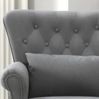 HOMCOM Fotoliu de Living Vintage din Material Textil cu Pernă Lombară și Tapițerie, Gri Închis(m-8)