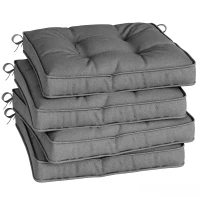 Outsunny Conjunto de Almofadas para Cadeiras de Jantar 42x42x5 cm Jogo de 4 Peças Almofadas para Cadeiras de Jardim Impermeáveis Cinzento(m-1)
