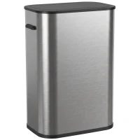 HOMCOM Cubo sensor 55 L para cocina, cubo de basura sin contacto de acero inoxidable, a pilas, Plata(m-1)