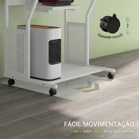 HOMCOM Secretária para Computador com Rodas, Bandeja para Teclado, Suporte para CPU e Prateleiras 80x50x130 cm Branco(m-5)